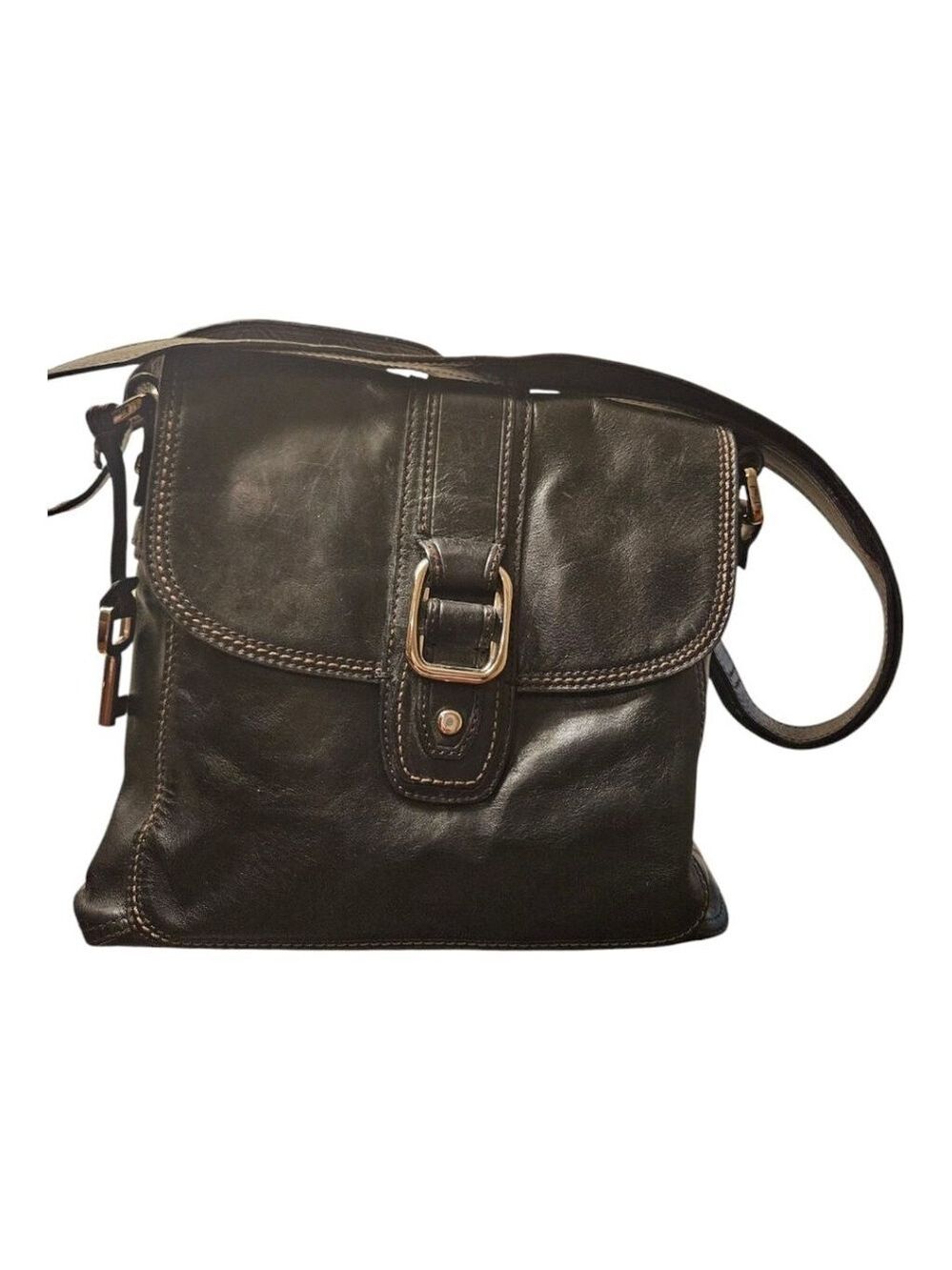 Women's Vintage Fossil Leather Crossbody Bag Black - Picture 2 of 16